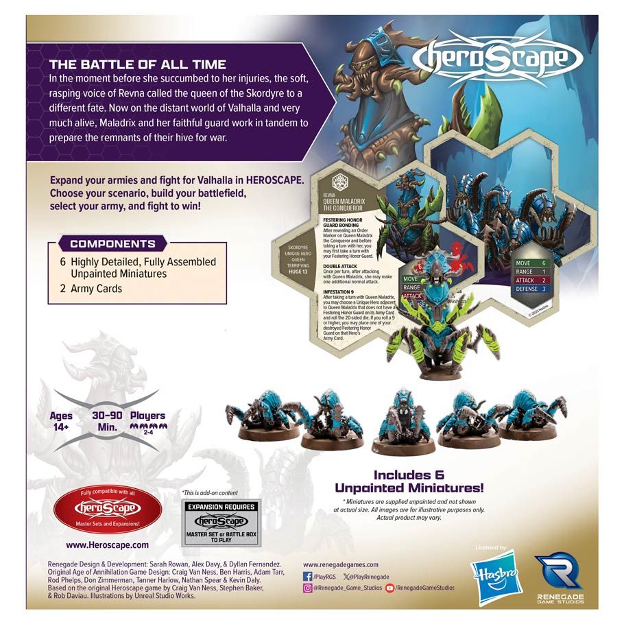 Heroscape Rising Tide Queen Maladrix and Festering Honor Guard Army