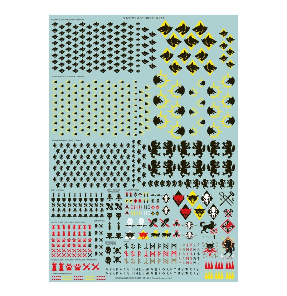 Warhammer 40k Space Wolves Transfer Sheet – New Decals For Miniatures, English Version