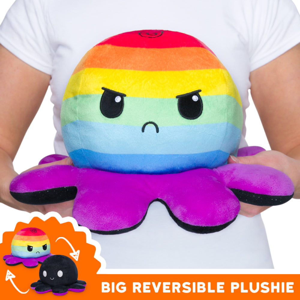 TeeTurtle Big Reversible Octopus: Black Sparkle/Rainbow Stripes (Big)
