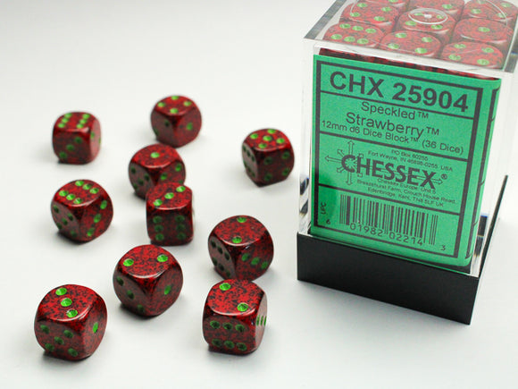 Chessex Dice: Speckled - 12mm D6 Strawberry (36)