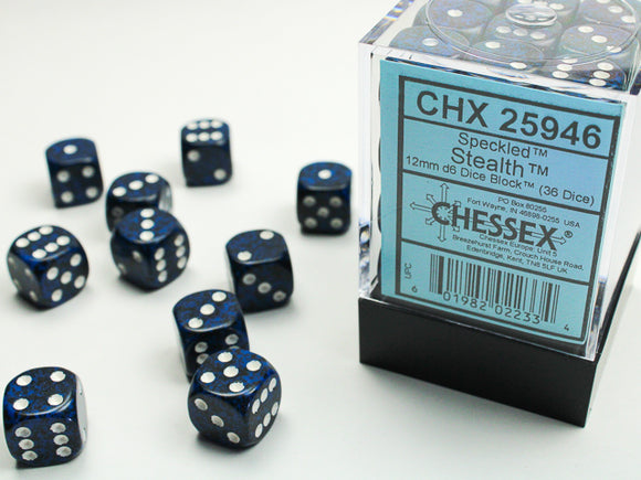 Chessex Dice: Speckled - 12mm D6 Stealth (36)