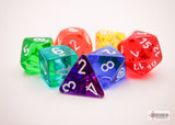 Chessex Dice: Prism Translucent GM & Beginner Player Polyhedral 7-Die Set