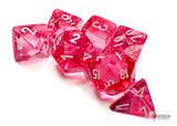 Chessex Dice:  Translucent Pink/white Polyhedral (7)
