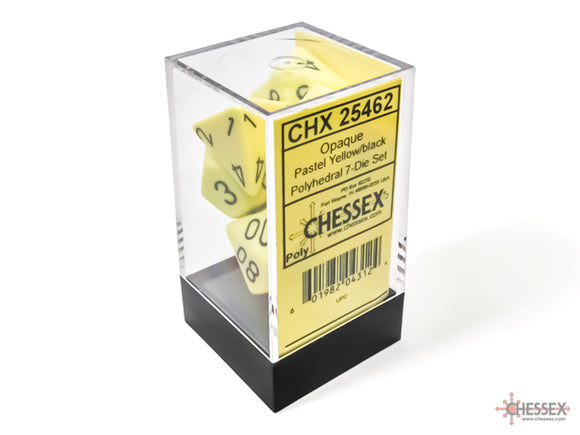 Chessex Dice: Opaque Polyhedral Set Pastel Yellow/Black (7)