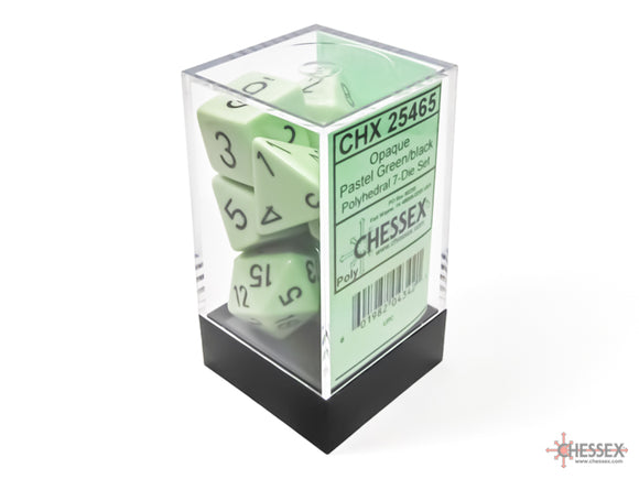 Chessex Dice: Opaque Polyhedral Set Pastel Green/Black (7)