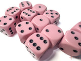 Chessex Dice: Opaque - 16mm D6 Pastel Pink/Black (12)