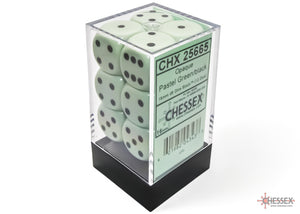 Chessex Dice: Opaque - 16mm D6 Pastel Green/Black (12)