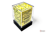 Chessex Dice: Opaque - 12mm D6 Pastel Yellow/Black (36)