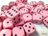 Chessex Dice: Opaque - 12mm D6 Pastel Pink/Black (36)