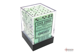 Chessex Dice: Opaque - 12mm D6 Pastel Green/Black (36)