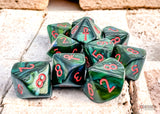 Chessex Dice: Scarab: D10 Jade/Red Ankh (10)