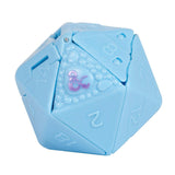 Blue fidget cube with numbers on a white background