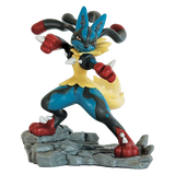 Animated character figure on a rocky base with a white background