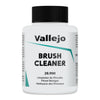 A white plastic bottle of Vallejo Brush Cleaner with a black ribbed cap, shown on a plain white background.