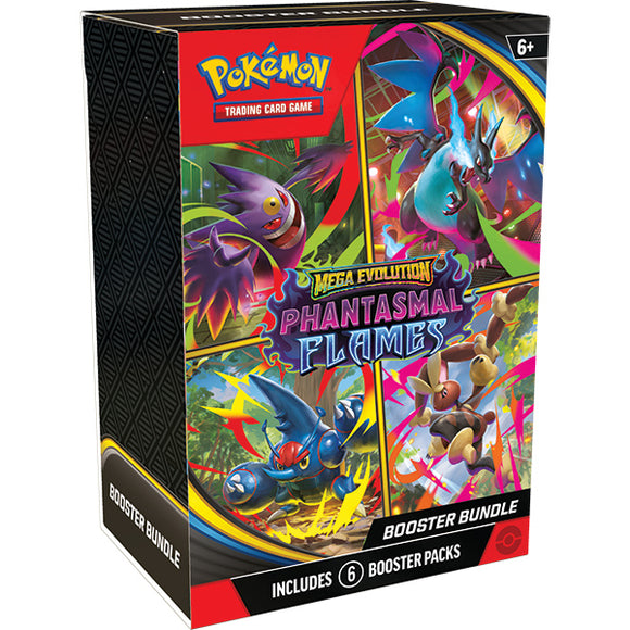 Pokémon trading card game booster bundle packaging with colorful artwork and text.