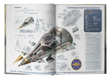 Open book with detailed illustrations of a space capsule and ANSA logo