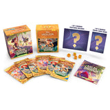 Collection of 'Lorcana' trading card game packs and cards on a white background