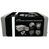 Boxed Ultra-Pro storage 3-drawer organizer on a white background
