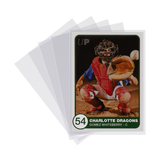 Baseball trading card of a catcher with protective gear, featuring the Charlotte Dragons team name and number 54.