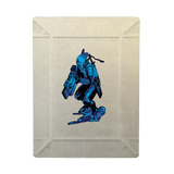 Blue robot illustration on a beige background