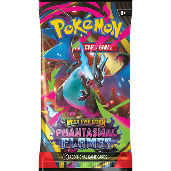 Pokémon card game pack with Mega Evolution theme on a white background