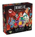 Board game box for 'Enemies of Gotham City' featuring animated characters from Batman.