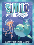 Book cover of 'Similo Aquatic Animals' with a dolphin and jellyfish on a blue and purple gradient background.