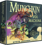 Board game box for 'Munchkin Vox Machina' by Steve Jackson Games with colorful artwork on a dark background.