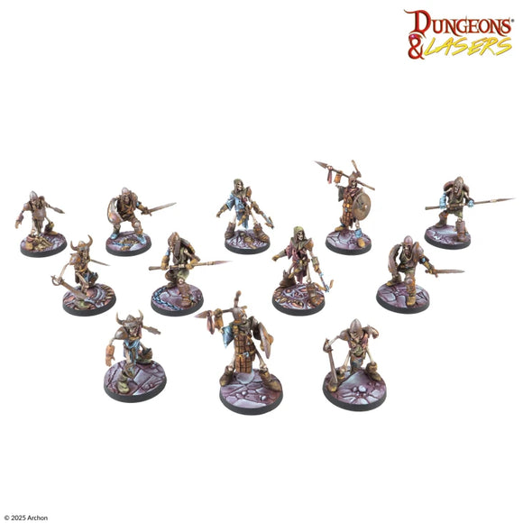 Collection of miniatures from a Dungeons & Dragons game on a white background