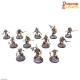 Collection of miniatures from a Dungeons & Dragons game on a white background