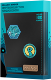 Card holder packaging with cryptid designs and text on a white background