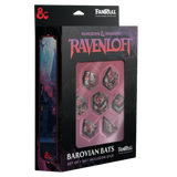 Packaging of Dungeons & Dragons Ravenloft Barovian Bats dice set by Fanroll.