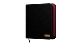 Black and red card binder with a visible brand logo on a white background