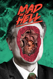 Artistic depiction of a person with a mechanical head against a green background, featuring the text 'Mad as Hell'.
