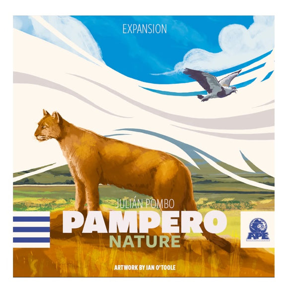 Board game expansion box titled 'Pampero Nature' featuring a panther and landscape design.
