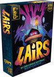 Board game box for 'Lairs' with colorful design and character illustration.