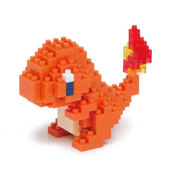 Toy figure made of interlocking bricks on a white background