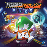 RoboRally Dice game box with robots and dice on a futuristic background