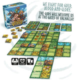 Board game set with 'Valknut' box and game pieces on a white background