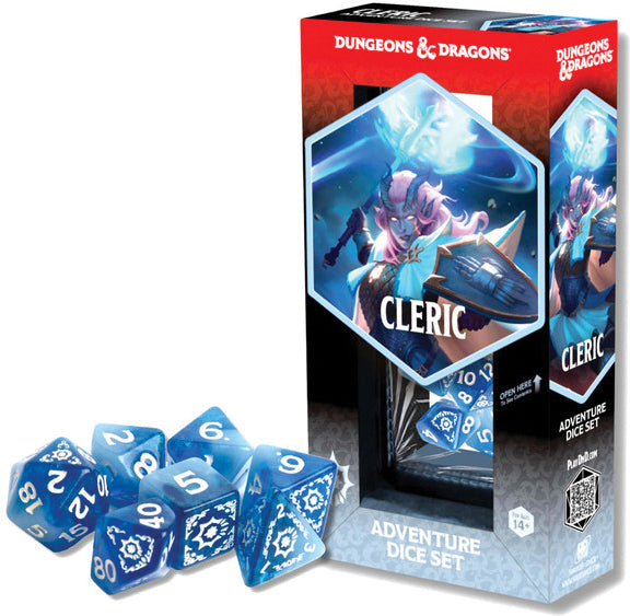 Dungeons & Dragons cleric adventure dice set with packaging