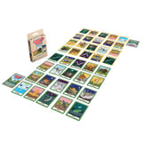 Collection of trading cards with animal illustrations on a white background