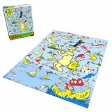 Dr. Seuss-themed puzzle with colorful characters on a blue background