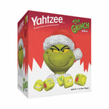 Yahtzee game box featuring The Grinch with a red background