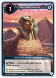 Card featuring the Great Sphinx of Giza with pyramid in the background