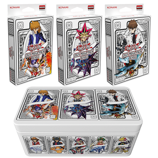 Konami Yu-Gi-Oh! trading card packs on a white background