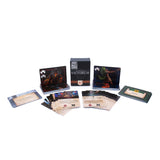 Card game set with cards and a box on a white background