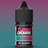 Bottle of Turbo Dork 3D Glasses paint with a gradient background