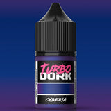 Turbo Dork Cyberia paint bottle on a gradient blue and purple background