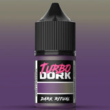 Turbo Dork Dark Ritual paint bottle on a gradient purple background