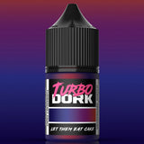 Black bottle of Turbo Dork paint with a colorful gradient background